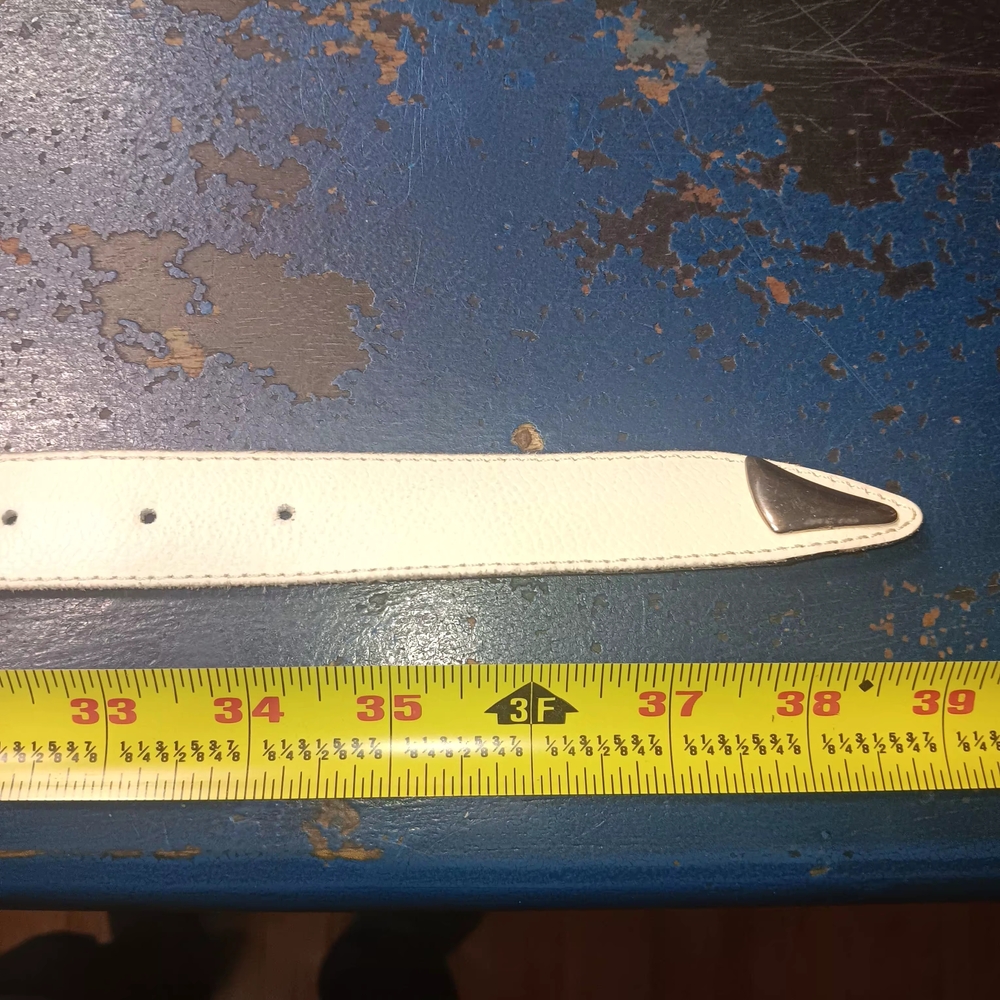 Avignon Vintage 80s White Leather Belt - Picture 3 of 7